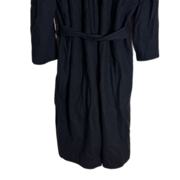Jhane Barnes Coat Mens Small Black Belted Long Overcoat Wool Blend Minimalist - Picture 10 of 11